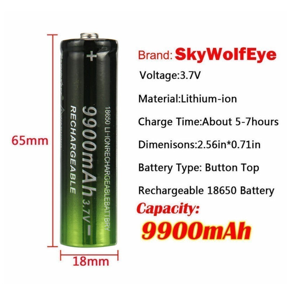 1~10x 3.7V 9900mAh Rechargeable Button top Li-ion Batteries High Capacity Lot US