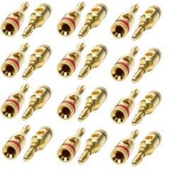 24 Pcs 24k Gold Plated Musical Jack Speaker Cable Wire Pin Banana Plug Connector