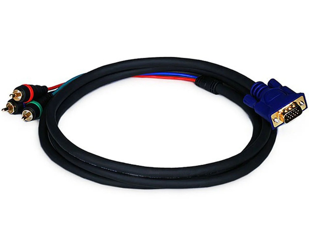 Monoprice VGA (HD15) to 3RCA Component Video Cable, Gold Plated, 6ft