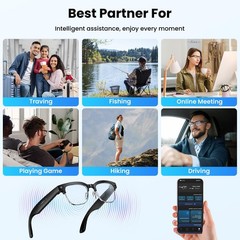 AI Smart Glasses 4K HD Camera, BT Call, 800W Anti-Shake Camera Glasses with V…