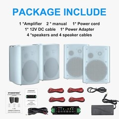 4 Pack 6.5″ Outdoor Bluetooth Speakers 800W Waterproof Wired Wall Mount Patio