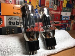 2x NOS BlackPlate DualDisc 6AS7G/6H13C ~ Vintage CokeBottle Reflektor PowerTubes