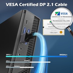 VESA Certified 16K DisplayPort Cable 2.1 12 Ft 80Gbps 16K60Hz 8K120Hz 4K240Hz…