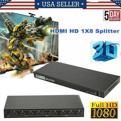 1 In 8 Out HDMI Splitter Switch 8 Port Repeater Amplifier Hub 3D 4K HD 1080P US