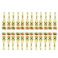24 Pcs 24k Gold Plated Musical Jack Speaker Cable Wire Pin Banana Plug Connector