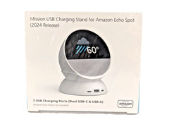 Mission Charging Stand White for Amazon Echo Spot 2024, 3 USB Ports, SEALED NEW