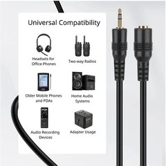2.5mm Extension Cable 15FT Male to Female Stereo Audio Sub Mini Jack Cord Plug