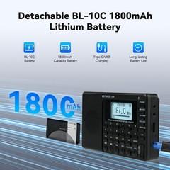 Retekess V115P Shortwave Radio,Portable AM FM WB Radio,TF/AUX,Recording For Gift