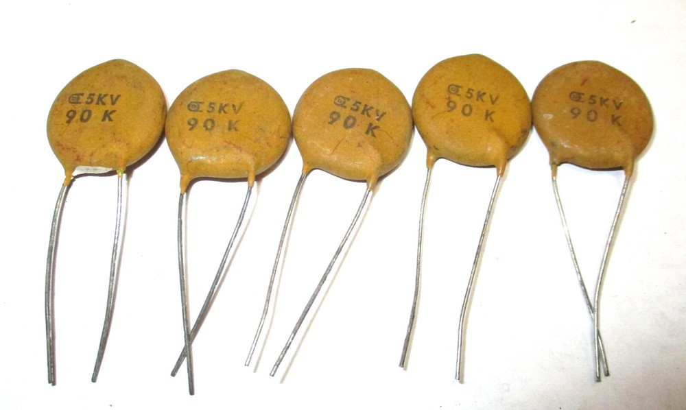 5 Unbranded 90 PF 5 K Volt Ceramic Capacitor NOS Tested