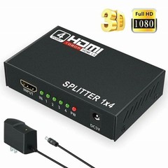 HDMI Splitter 1 In 4 Out 4K UHD HD 1080P 4-Port Repeater Splitter Amplifier 1×4