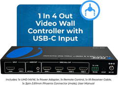 4K 2X2 HDMI or USB-C Video Wall Controller Processor Display Upto 4K 60Hz 2X1, 1