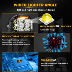 AUXBEAM 4” 92W Side Shooter LED Cube Pods Off Road Driving Lamps Work Light Bar