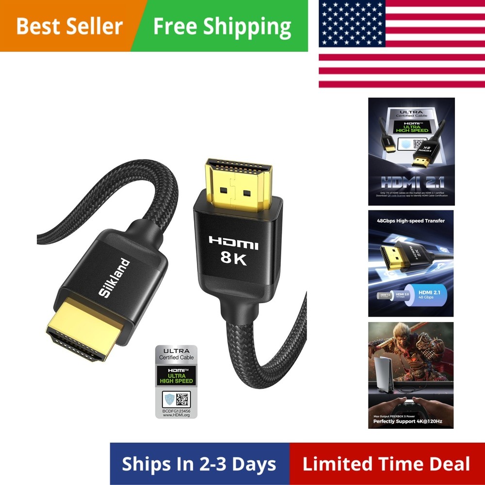 10K 8K HDMI 2.1 Cable Certified 6.6FT [4K@120Hz 144Hz, 8K@60Hz, 2K@240Hz] Ult…