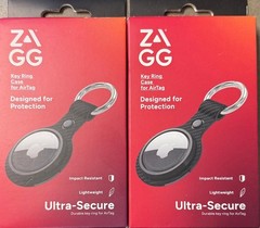 2 Pack Zagg Key Ring Case for Airtag Ultra Secure “Brand New” BLACK”