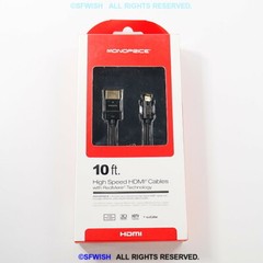 NEW Monoprice Micro-HDMI to HDMI Cable 1080p@60Hz,4K@24Hz, Ethernet, 10 ft