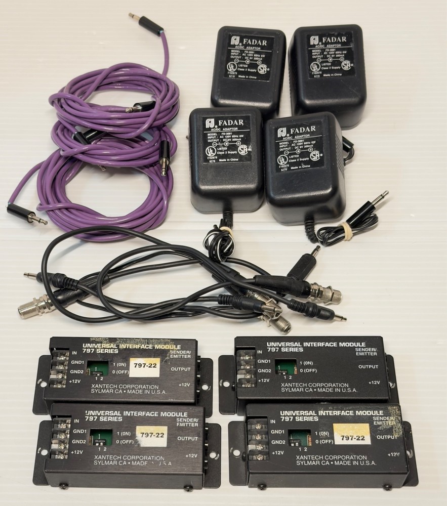 (4) XANTECH UNIVERSAL INTERFACE MODULE 797 SERIES. plus accessories.