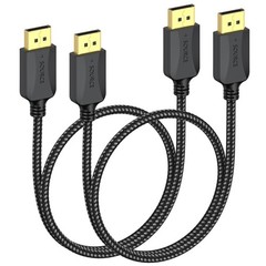 2 PCS 3ft Braided DisplayPort DP To DP Cable 4K 2K@165Hz/144Hz/120Hz Male