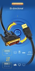 Lot 100 X 0.5M HDMI to DVI-D (24+1) Male PC Cables DVI to HDMI Dual Link Cables