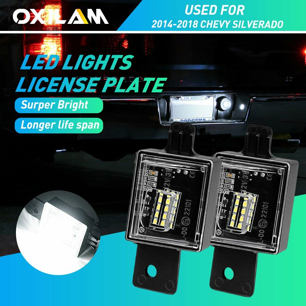 2PCS White LED License Plate Light For 2014-2020 Chevrolet Silverado/GMC Sierra