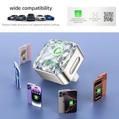 Wireless Apple CarPlay Adapter, 5.8G Quad-Core Chip No Latency, Silver