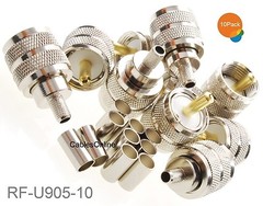 10-Pack UHF PL259 Male Crimp On Connector for RG58 RG142 LMR195 LMR200 Cable