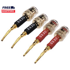 CESS-220 Pin Banana Plug to 4Mm Female Banana Jack/Speaker Wire 4 Pack