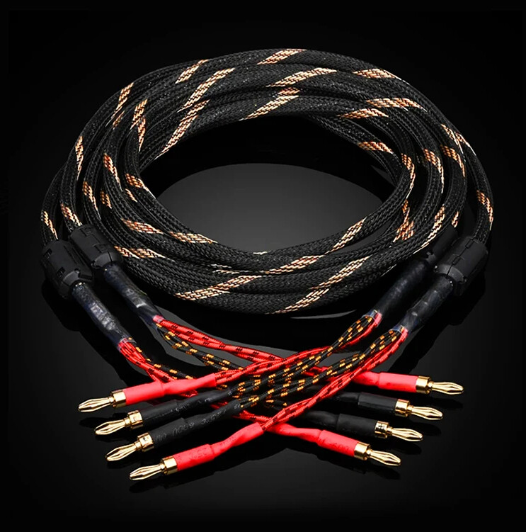 HI-END Pair Speaker Cable Bi-Wire 12 AWG HiFi Loudspeaker Single Wire
