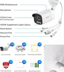 ZOSI 4K 8MP PoE Add-on Camera Person Vehicle Detect 2 Way Talk For ZOSI PoE NVR