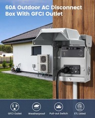 60 Amp Non-Fused AC Disconnect Box with Pull-Out Switch and GFCI Receptacle, …
