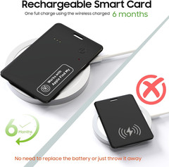 2-Pack Wallet Tracker Card for Apple Find My(iOS Only), Rechargeable Thin Finder