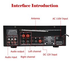 Bluetooth 5.0 HiFi Power Amplifier 2000W Stereo Karaoke FM USB EQ AUX Sunbuck E
