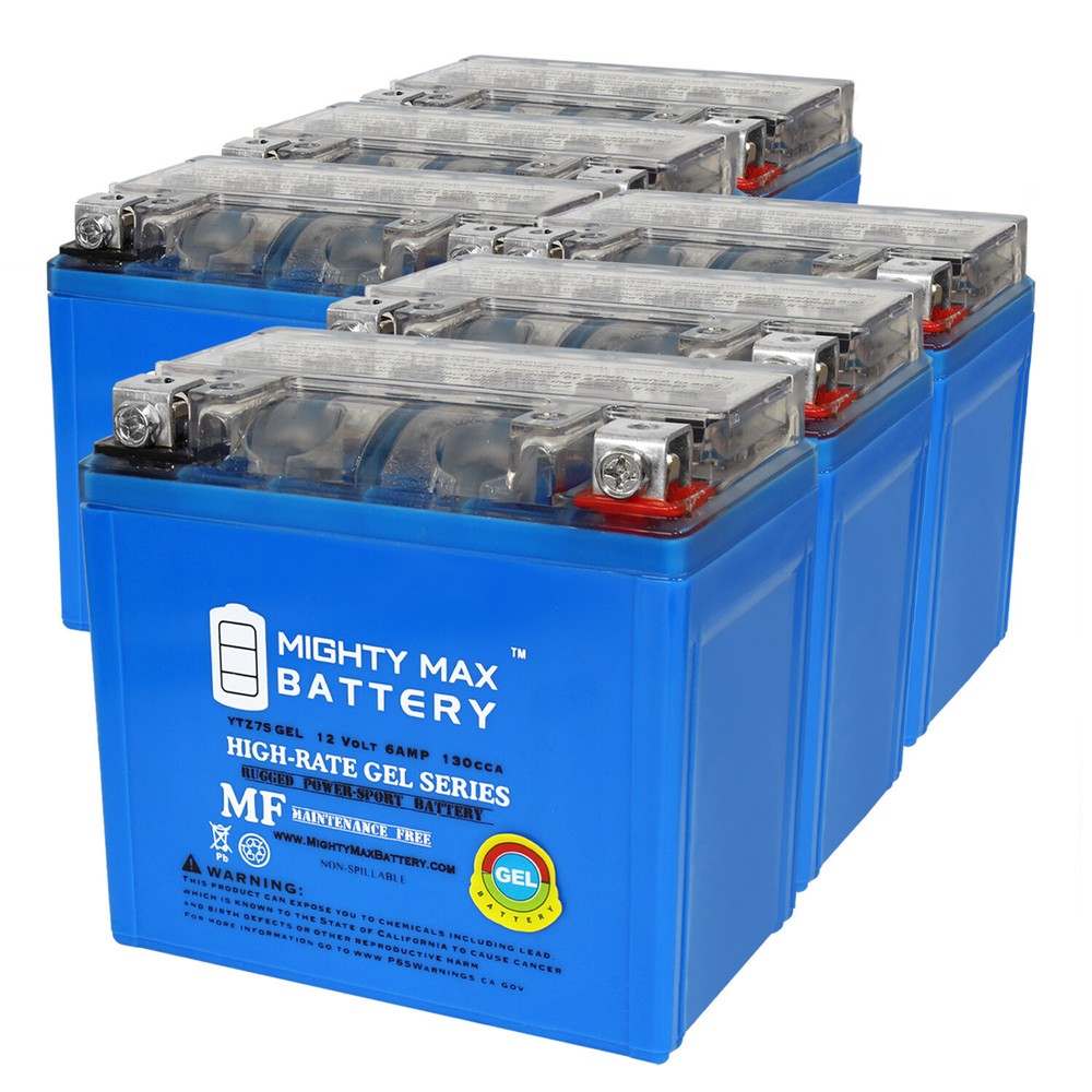 Mighty Max YTZ7SGEL 12V 6AH GEL Battery compatible with PowerTex YTZ7S – 6 Pack
