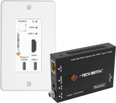 J-Tech Digital 4K HDMI & USB C Extender Over Single Cat5 5e 6 7 Cable, Up to…