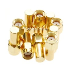 10Pack RP-SMA Male 50-Ohm Coaxial Termination Load, Brass Gold Plated