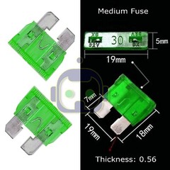 25Pcs Medium Blade Fuses Assorted Kit 30A Car Auto Van Truck Boat 12V 24V