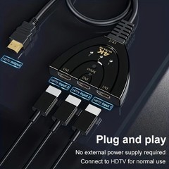 4K HDMI Switch 3 Port Splitter Cable Switcher HUB Adapter for HDTV PS4 Xbox PC
