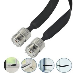 Metal+Plastic Door Pass Through Flat RF Coaxial Cable UHF Female 12Inch 50 Ohms