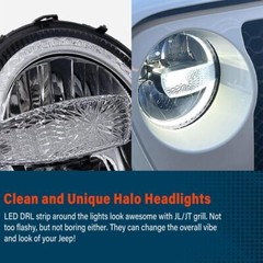 9in LED HEADLIGHTS HALO LED FOG LIGHT COMBO FOR JEEP WRANGLER JL JT 2018-2024