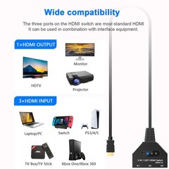 HDMI Switch 3 in 1 Out-HDCP Bypass 2.2, 4K@60hz 3 Way hdmi Splitter Supports …