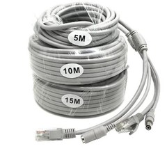 priaolker 10M/33FT Ethernet CCTV Cable, Cat 5 RJ45 + 2.1×5.5mm 10m/33ft, gray