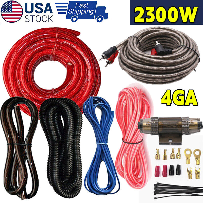 4 Gauge 2300W Car Audio Cable Kit Amplifier Install Amp RCA Subwoofer Sub Wiring