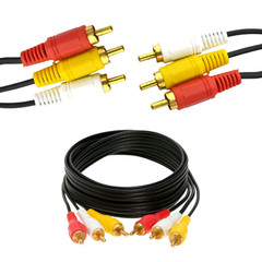 New 3 RCA Male to 3 RCA Male Cable Cord Audio/Video TV DVD VCR Composite LOT
