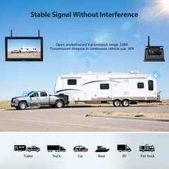 Wireless Magnetic Solar Backup Camera HD 1080P 10.1″ DVR Monitor RV Truck Ship