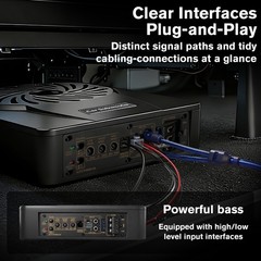 Under Seat Powered Subwoofer 1200W 2.6″ Slim Aluminum Alloy Body DSP 48 Band EQ