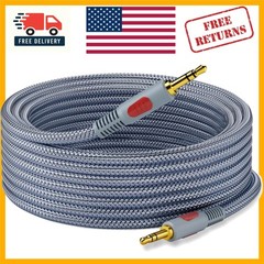 Heavy-Duty 25 Ft 3.5mm AUX Cable with Gold-Plated Connectors for Hi-Fi Sound