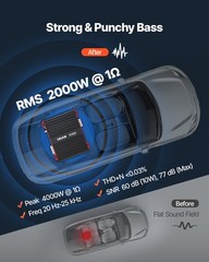 VEVOR Monoblock Car Amplifier Class D Subwoofer Amplifier 2000W RMS 1/2/4 Ohm