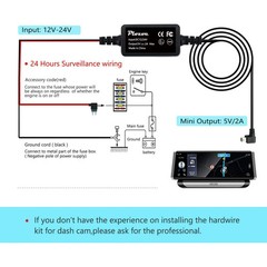 Plozoe 11.5ft Dash Cam Hardwire Kit Mini USB 12V-24V to 5V Car Power Cable