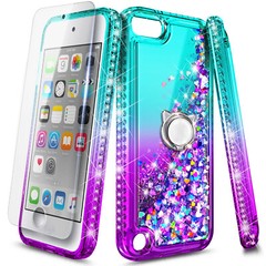 For iPod Touch 5th 6th 7th Gen Case Liquid Glitter Bling Cover +Screen Protector