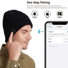 Bluetooth Beanie 5.2 HD Stereo 30 Hours Play Time Mic Christmas Gift Black