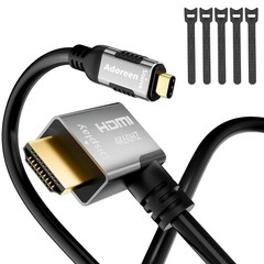 4K@60Hz 2K USB C to Left 90 Degree Angled HDMI Cable 6 Ft, Slim Thin HDR Type C